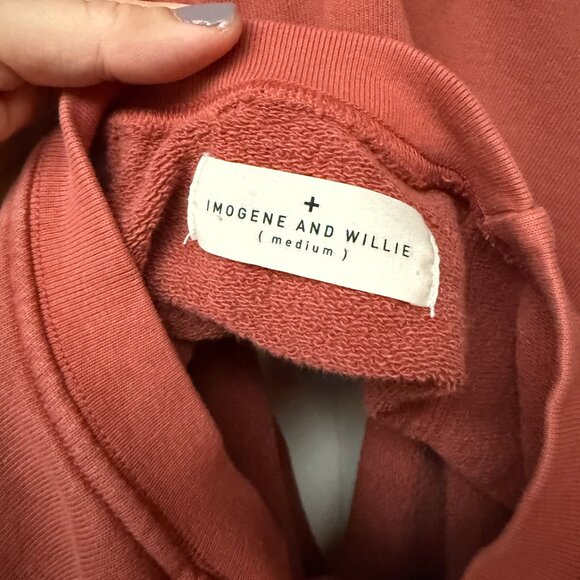 Imogene + Willie Rust Orange Raglan Sweatshirt Short Sleeve Boxy Fit Size Medium - Picture 5 of 5